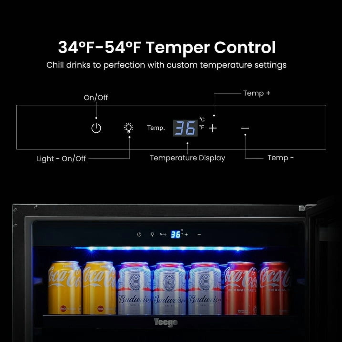 Yeego 180 Cans Beverage Refrigerator Cooler,24in Can Beverage Fridge with Double Layer Galss,Built-in or Freestanding for Beer Soda Water