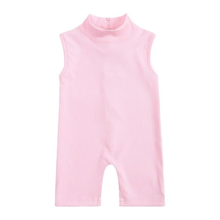 

TUOBARR Toddler Baby Girls Summer Solid Color Back Zip Sleeveless Bodysuit Jumpsuit Pink (0-6Years)