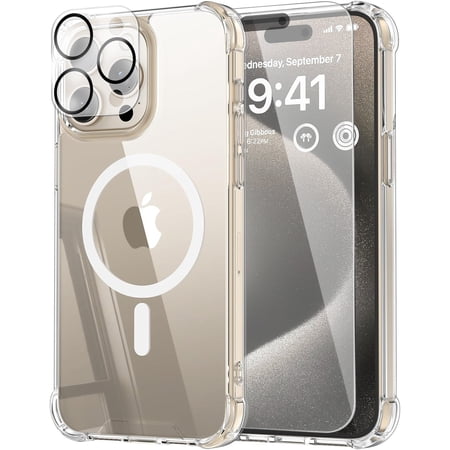 Dteck iPhone 11 Pro Max Clear Case with Tempered Glass Screen Protector, Camera Lens Protector, Full Body Protection Mag Safe Cover Compatible With Apple iPhone 11 Pro Max, Transparent