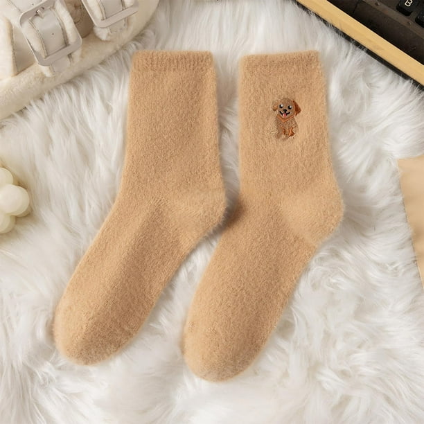 Calcetines gruesos y cálidos de invierno para mujer, con forro polar, hasta la pantorrilla, bonitos y gruesos, para dormir.