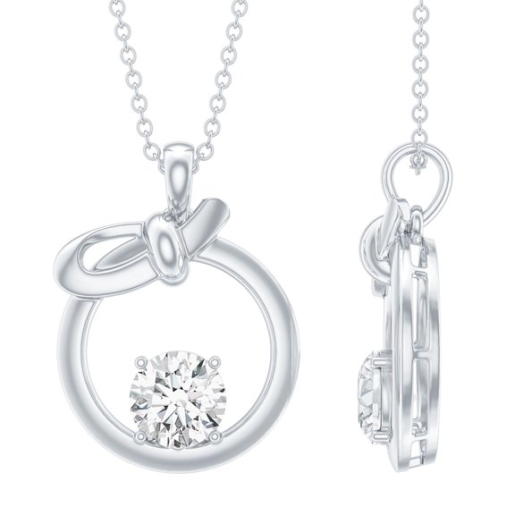 Rosec Jewels Lab Created Diamond Circle Necklace (1 Ct, 6 MM, EF-VS Grade, with Chain) - Ready to Gift, 925 Sterling Silver