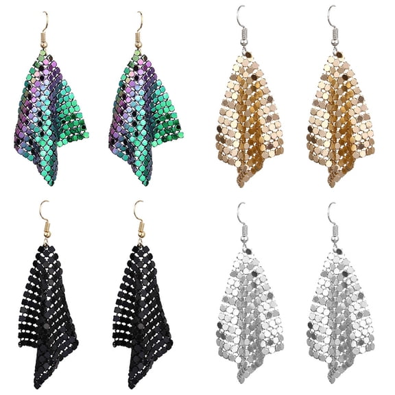 SmartBy Fashion Women Sequins Mesh Dangle Drop Hook Earrings Club Evening Party Jewelry