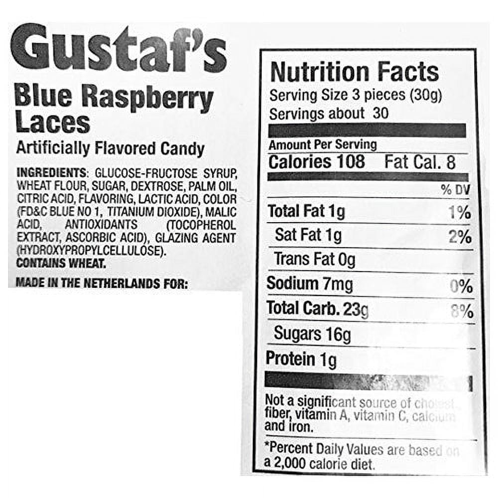 Gustaf's Blue Raspberry Licorice Laces - 2 LB Bag