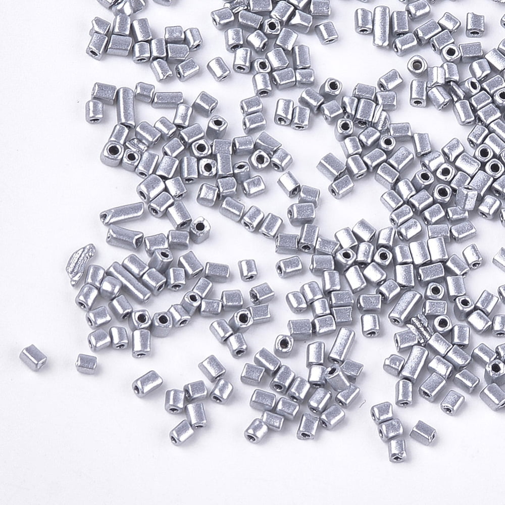 1bag Baking Paint Glass Beads Cube Gray 2~6x2x2mm Hole: 0.8mm about 30000pcs/bag