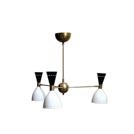 

3 Light Stilnovo Style Raw Brass chandelier light Fixture