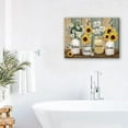 thumbnail image 4 of Farmhouse Sunflower Daisy Bathroom Decor Wall Art Rustic Hummingbird Yellow Floral Pictures Wall Decor Relax Soak Unwind Bathroom Sign Canvas Painting Prints Artwork Framed for Bedroom 16"x12", 4 of 6