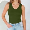 thumbnail image 6 of Tank Top for Women V Neck Summer Sleeveless T Shirt Tunic Casual Solid Color Loose Fit Blouses Army Green, 6 of 9