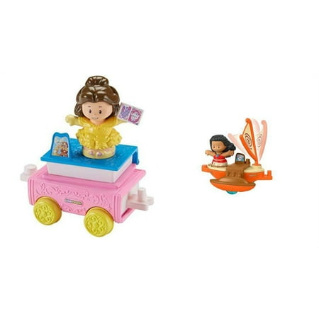 Bundle of 2 |Fisher-Price Little People Disney Princess Parade Floats (Belle & Chip's + Moana's Float Multi)