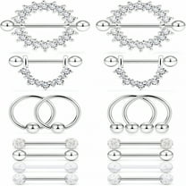 DESIGNICE 16G 14G Nipple Piercing Jewelry Tongue Rings Hypoallergenic Surgical Steel Screw Nipple Tongue Shield Ring Barbell Body Piercing Jewelry Retainer for Women 9/16 Inch 14mm 14G(1.6MM)-8Pairs