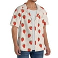 thumbnail image 4 of Honeii 's Hand Drawn Strawberry for men's short-sleeved button-up collared shirt featuring a pocket, perfect for beach vacations, and travel adventures., 4 of 5