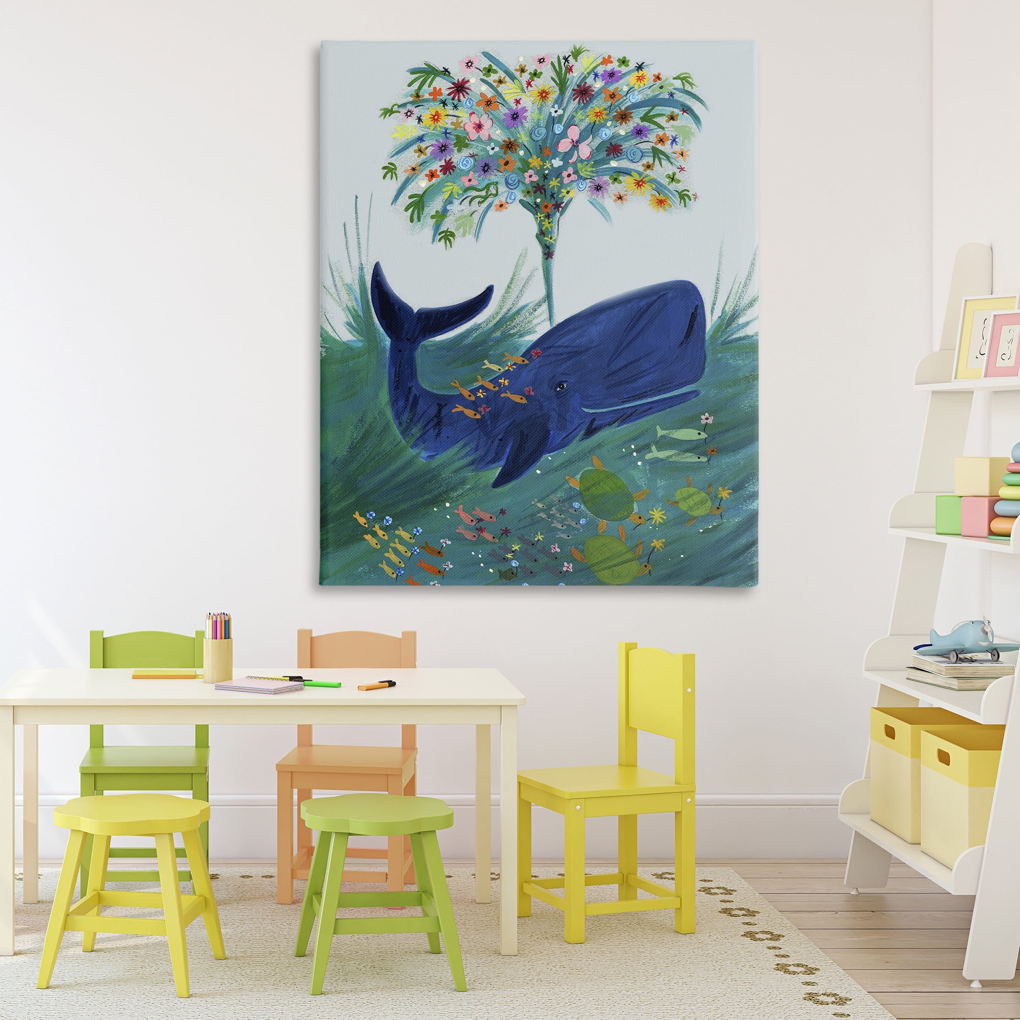 Stupell Industries A Flowery Whale Canvas Wall Art, design by Kay Widdowson
