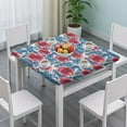 thumbnail image 3 of Square Tablecloth with Elastic Edges 34 * 34 Inch Waterproof Pioneer Pink Blue Rose Table Cover Washable Indoor and Outdoor for Party Kitchen Dinner Banquet Patio Picnic, 3 of 3