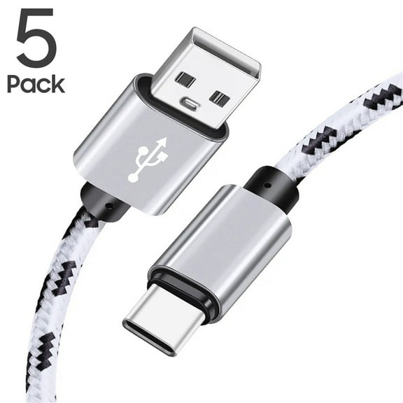 5x 6FT USB Type C Cable Fast Charging Cable USB-C Type-C 3.1 Data Sync Charger Cable Cord For Samsung Galaxy S10 S9 S9  Galaxy S8 S8 Plus Nexus 5X 6P OnePlus 2 3 LG G5 G6 V20 HTC M10 Google Pixel XL