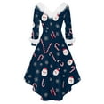 thumbnail image 5 of Christmas Dresses for Women Women's Fashion Elegant Autun And Winter Long Sleeve V-Neck Christmas Print Dress for Holiday Party,Dark Blue,M, 5 of 5