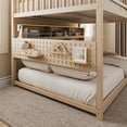 thumbnail image 5 of Full over Full Bunk Bed with LED Lights and Storage Shelves, Convertible 2-in-1 Solid Wood Adult Bunk Bed with Angled Ladder and Full-Length Guardrails, Beige, 5 of 9