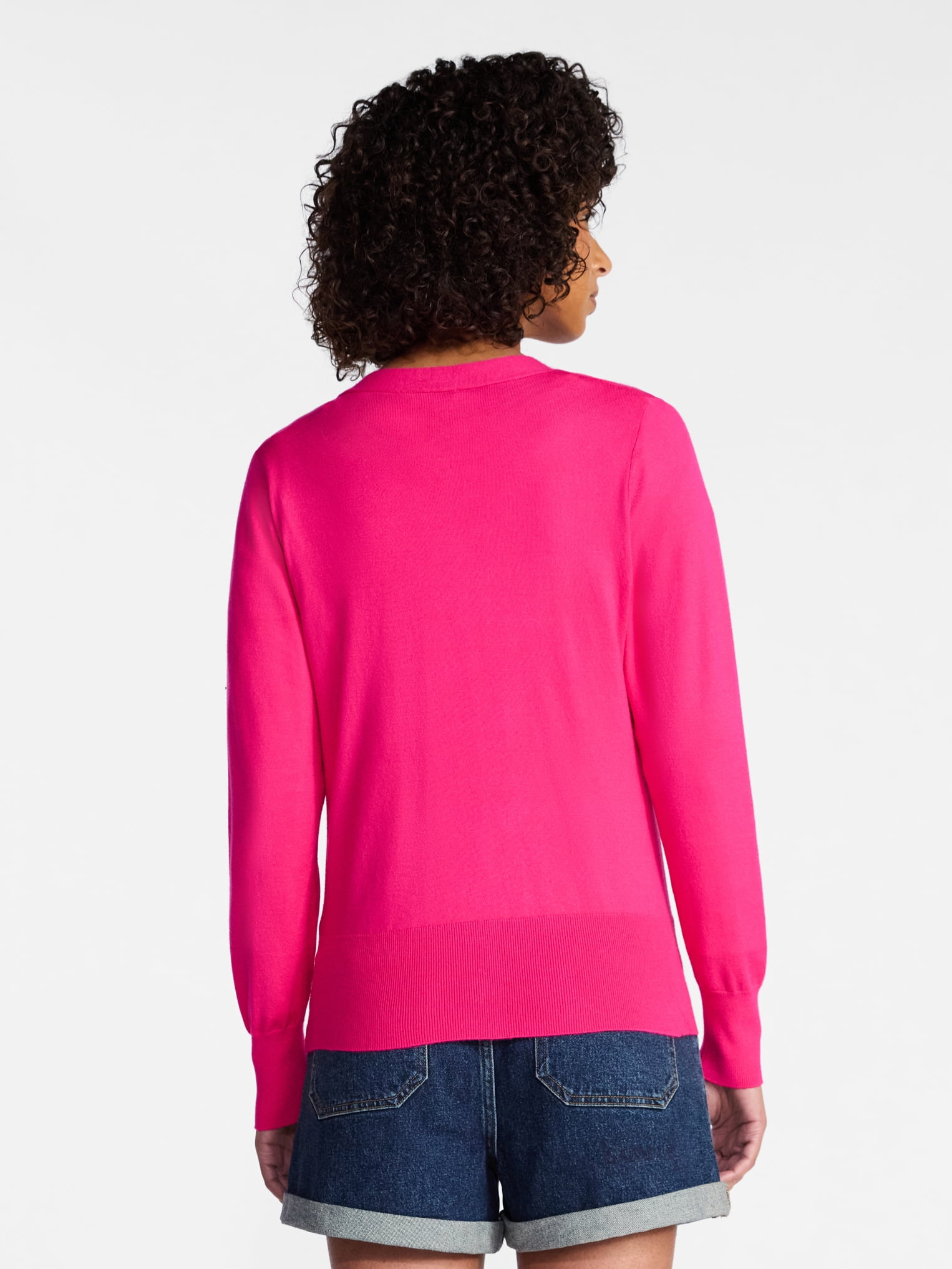 Time and Tru Women's V-Neck Cardigan Sweater, Lightweight, Sizes XS-XXXL