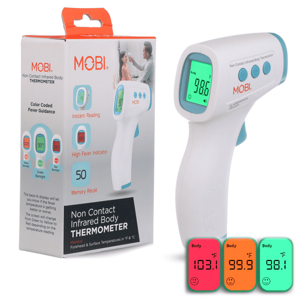 MOBI NonContact Forehead Thermometer with Fever Indicators and Object
