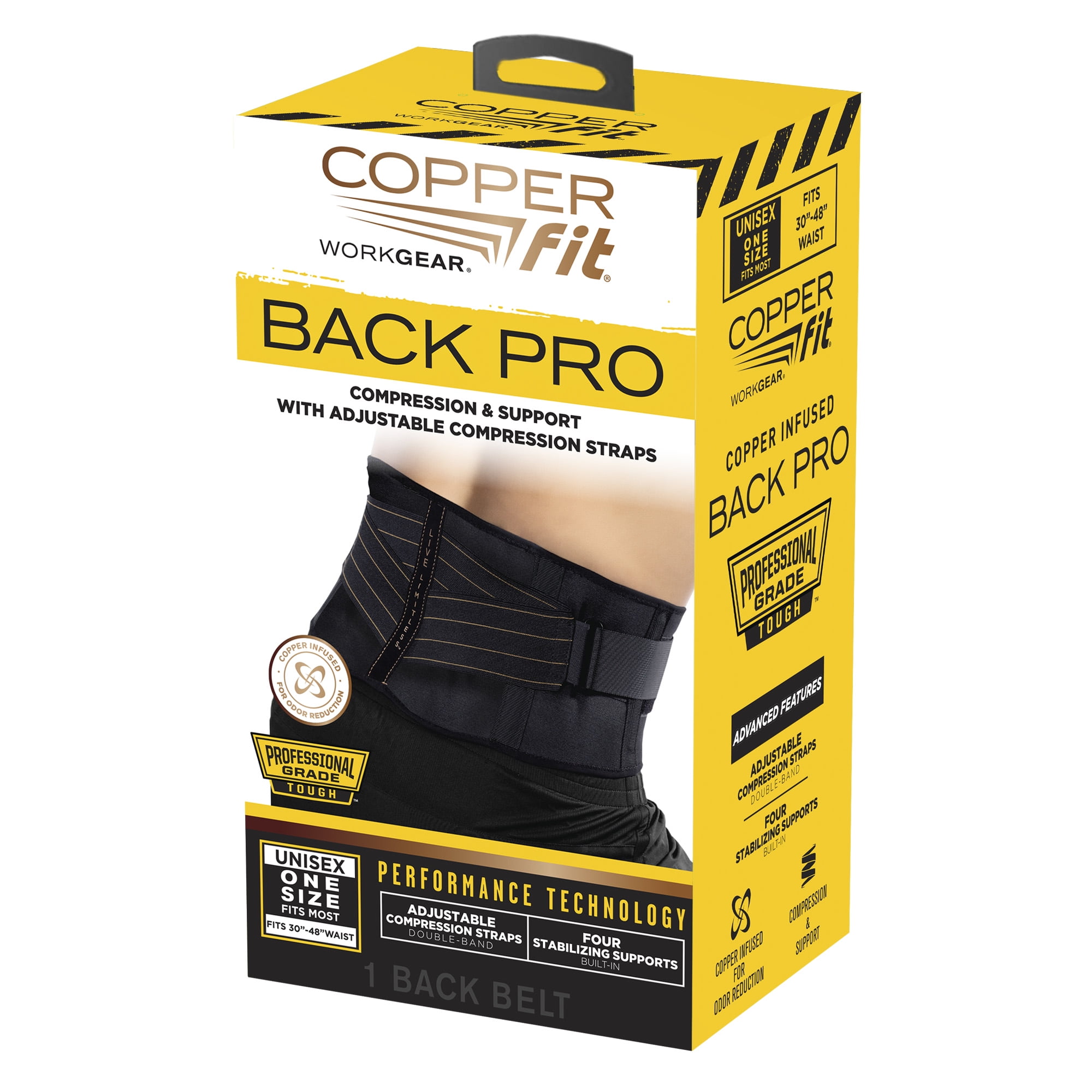 Copper Fit® Work Gear Back Support Belt Pro, Compression, Support,  Adjustable Straps, Black, One Size