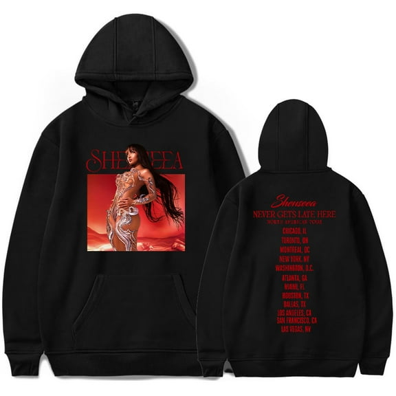 Shenseea Never Gets Late Here Tour Hoodie Pocket Drawstring Hoodie Streetwear