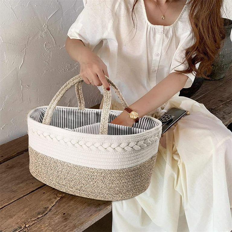 Diaper Caddy, Cotton Rope Storage Basket