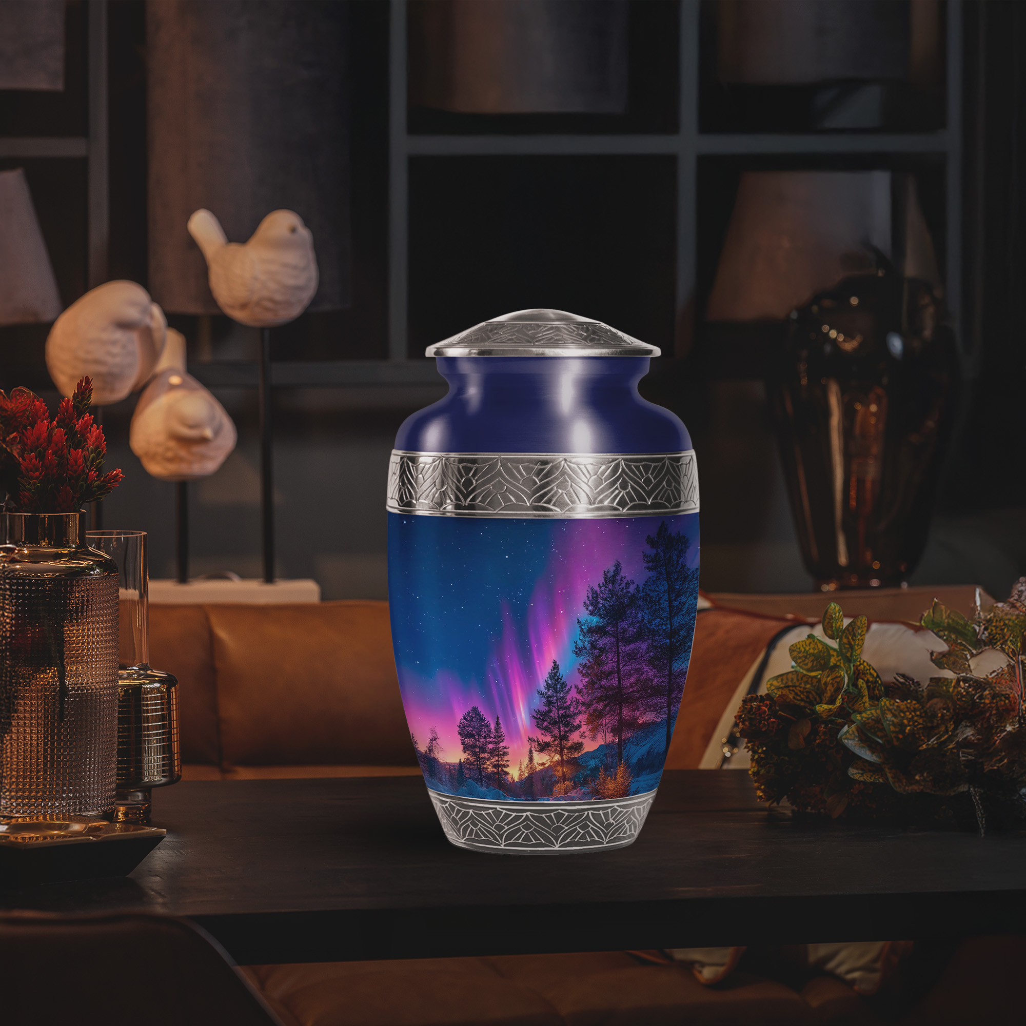 YATSKIA Northern Lights Large Memorial Urns for Human Ashes Adult Man, Decorative Cremation Urn for Ashes for Women, (200 Cubic, Large 10 Inch)