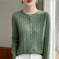 thumbnail image 2 of VISALY Cropped Cardigan Long Sleeve Cardigan Cable Knit Cardigan Crochet Sweaters for Women Button Down Cardigans Boyfriend Cardigans Green Xl, 2 of 4