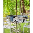 thumbnail image 3 of Fsddascl Blue Beige Paw Print Outdoor Tablecloth - 54 Inch Round Dining Table Cover, Vintage Farmhouse Rustic Wooden Grain Waterproof Outdoor Table Cloth with Umbrella Hole & Zipper for Picnic/Patio, 3 of 7