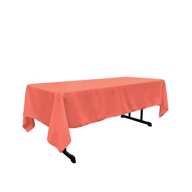 TCpop60x120-CoralP55 Nappe Rectangulaire en Popeline de Polyester, Corail - 60 x 120 Po.