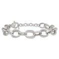 thumbnail image 3 of Sterling Silver Polished Double Link and Faceted Link 8 inch with 1 inch Extender Bracelet, 3 of 5