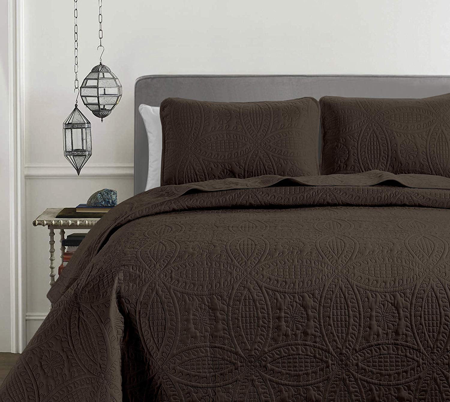Khaki Pinsonic Quilted Austin Oversize Bedspread Coverlet 3-piece Set 