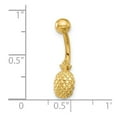thumbnail image 2 of 14k Solid Yellow Gold 14 Gauge Polished and Textured Pineapple Navel Belly Ring 23mm Long Body Piercing Ring for Women, 2 of 2