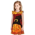 thumbnail image 1 of Balery Halloween Pumpkin Camisón de princesa para niñas, pijama de algodón con mangas abullonadas, suave y bonito.-X-Large, 1 of 6