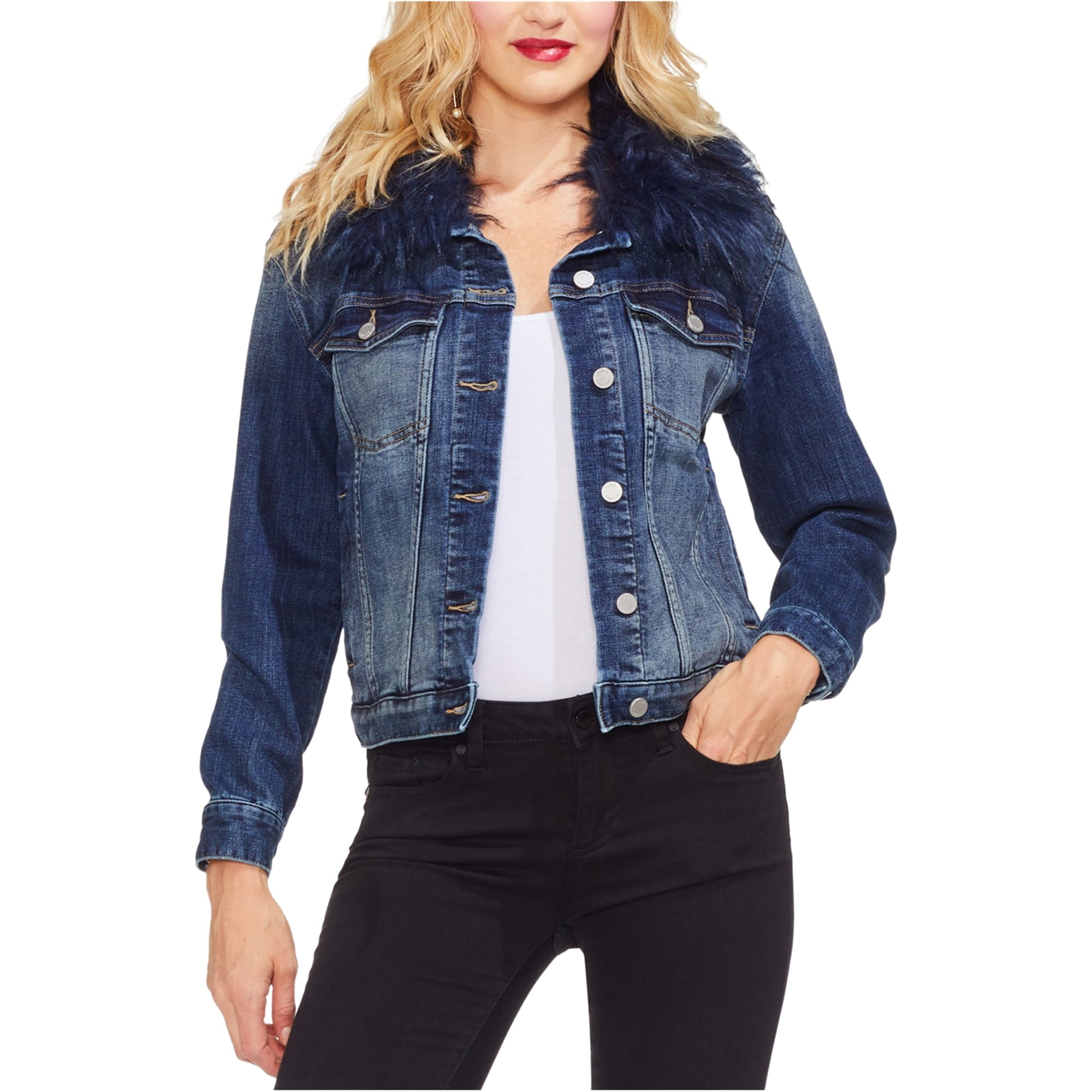 Vince Camuto Womens Faux-Fur Jean 