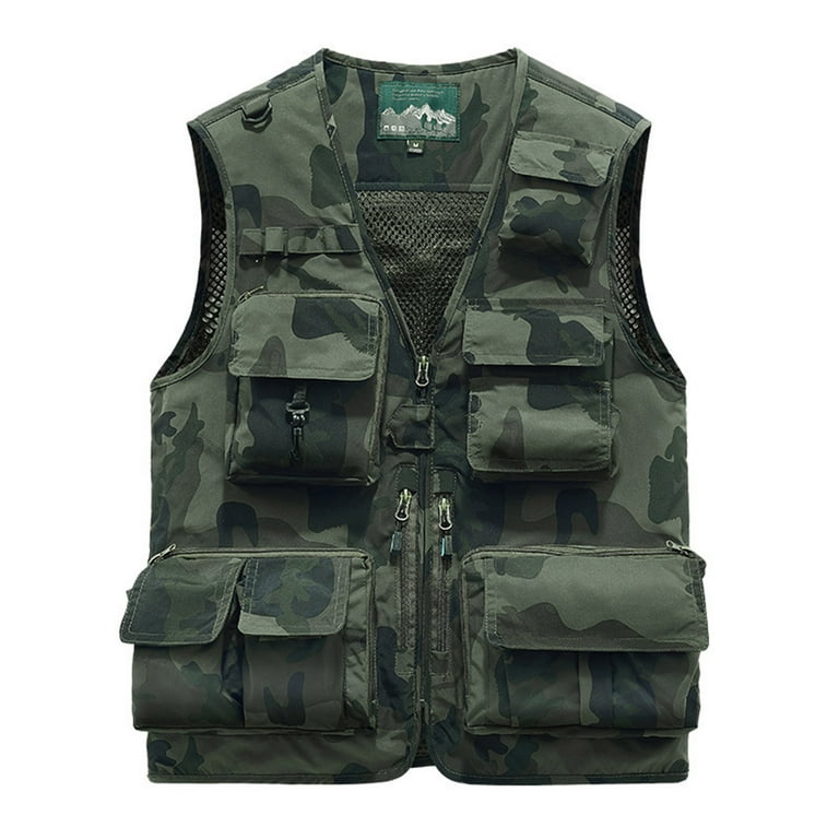 JNGSA Men's Camouflage Vests Utility Fishing Vest Outdoor Travel