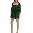 thumbnail image 1 of ZAXARRA Femmes Été Paillettes Sparkle Robe Demi-Manche Col Carré Dos Découpé une Ligne Robe de Soirée Courte, 1 of 4