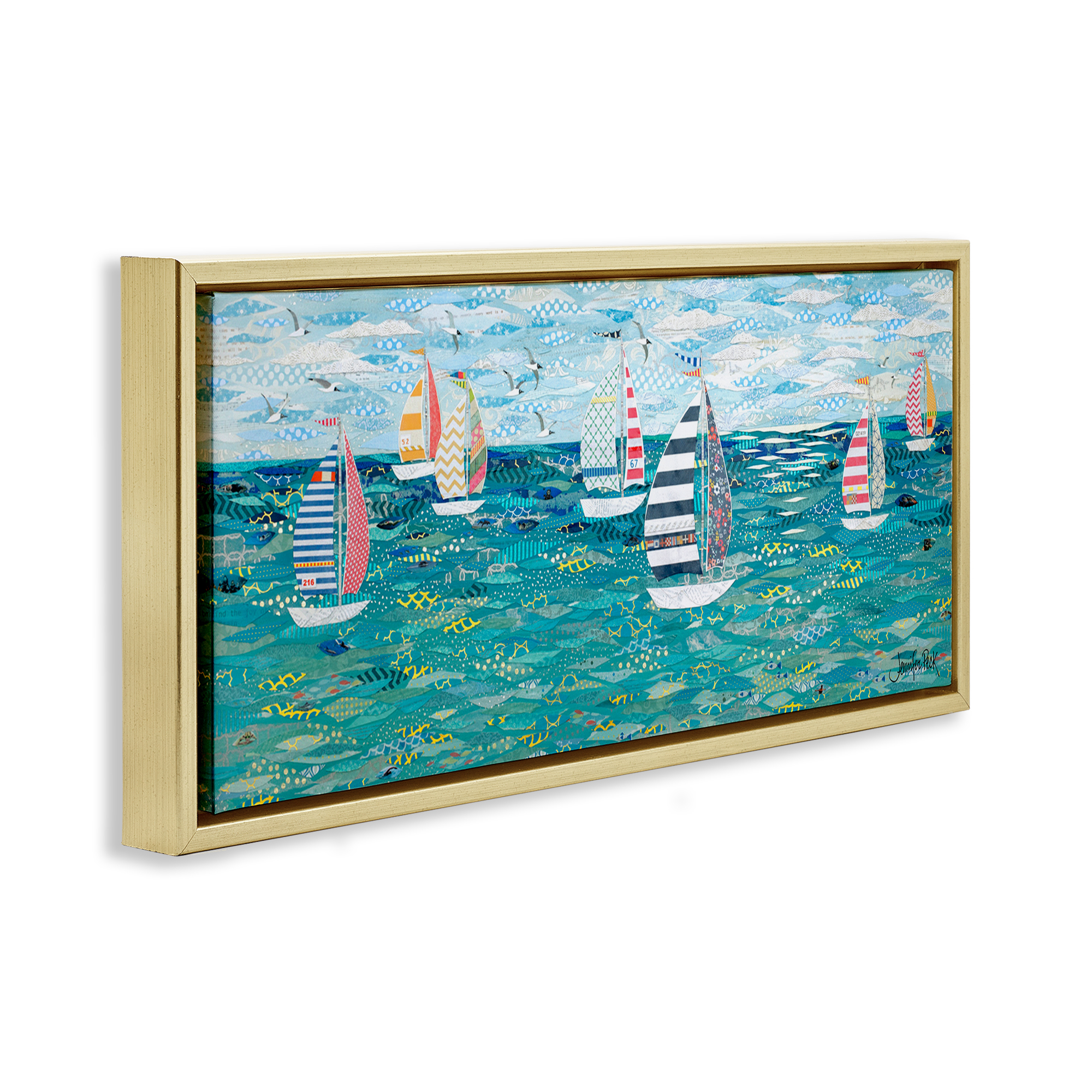 Stupell Industries Gone With The Wind Transportation Painting Gold Floater Framed Canvas Art Print Wall Art, 25 x 11