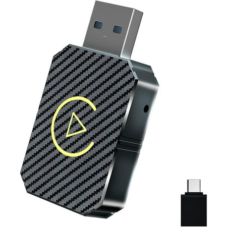 CNV Wireless Carplay Adapter for Apple iPhone, 2 in 1 Function for Apple carplay and Android Auto, car Box dongle mini Compact, Plug and Play, Easy to Operate(Carbon Fiber Color)