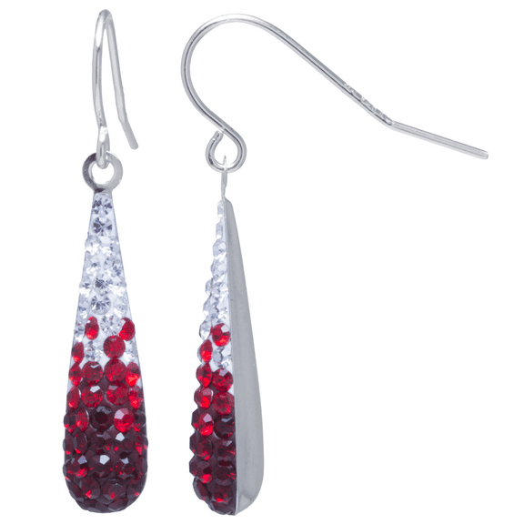 Marisol & Poppy Ombre Red Crystal Teardrop Drop Earrings in Sterling Silver for Women & Teens