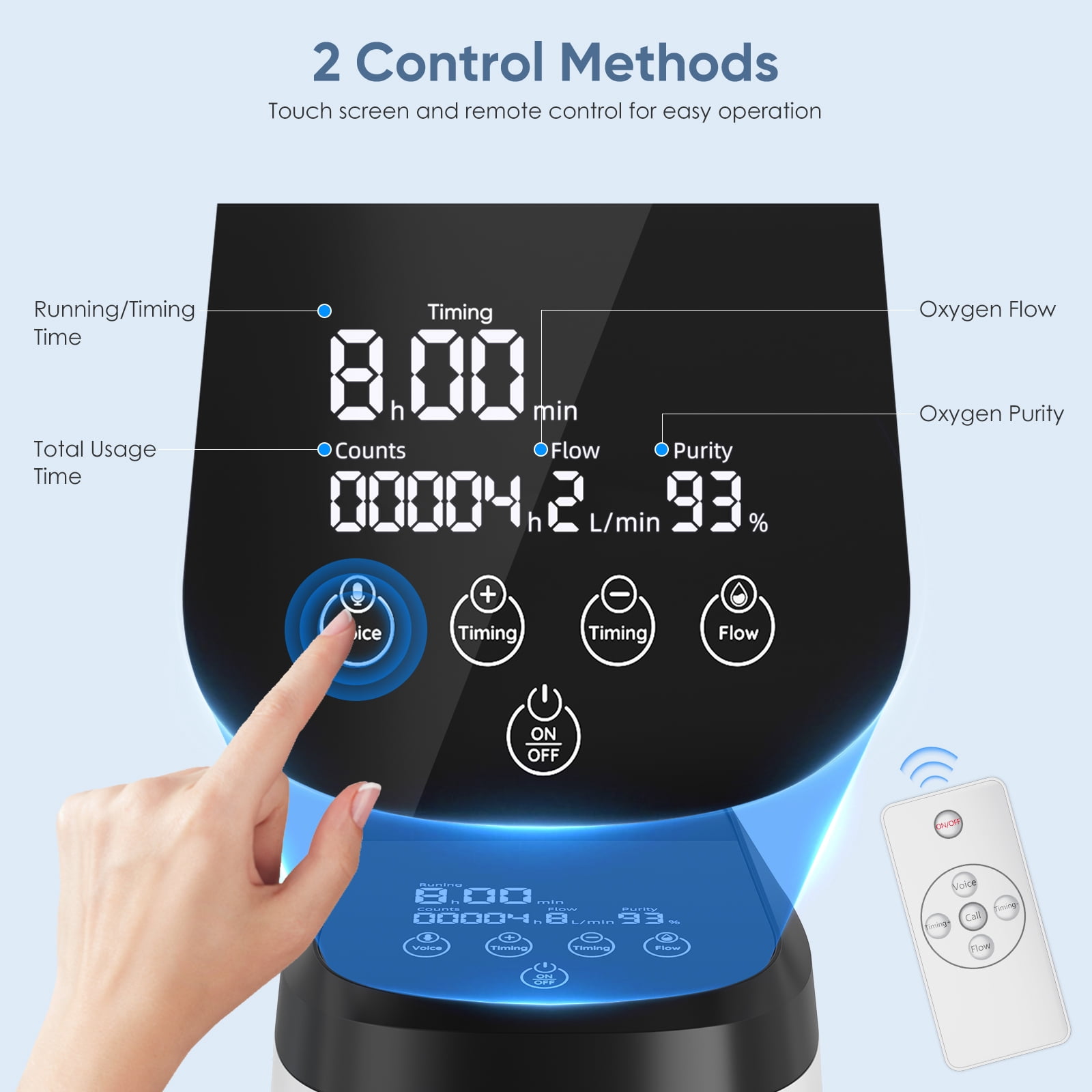 Nantfun Upgraded 1-9/&L Tube Machine 90% Out Portable OO2 Concentrator for Home T68