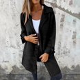 thumbnail image 3 of CILENON Women's Autumn Solid Color Flip Tie Pocket Single Breasted Mid Length Long Sleeved Jacket Coats Women(Black,XXXL), 3 of 5