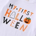 thumbnail image 7 of Gubotare My First Halloween Baby Boy Outfit Long Sleeve Pumpkin Romper Pants Set with Hat Newborn Boy Fall Clothes 0 3 6 9 12 18 24 Months (White,6-12 Months), 7 of 7