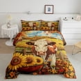 thumbnail image 1 of YST Rustic Cow Print Bedding Set Farmhouse Sunflower Cabin Comforter Set Queen Size For Kids Adults,Country Animal Maple Leaves Down Comforter,Fall Farm Life Bed Set 3 Pcs, 1 of 6