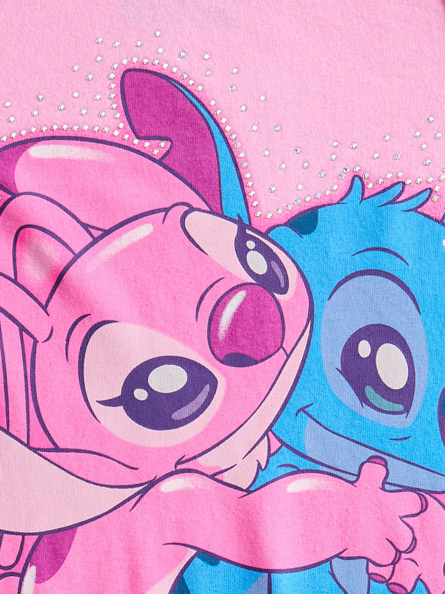 Stitch and Angel Girls Gradient Rhinestone Character Graphic Tank Top, Sizes 4-16