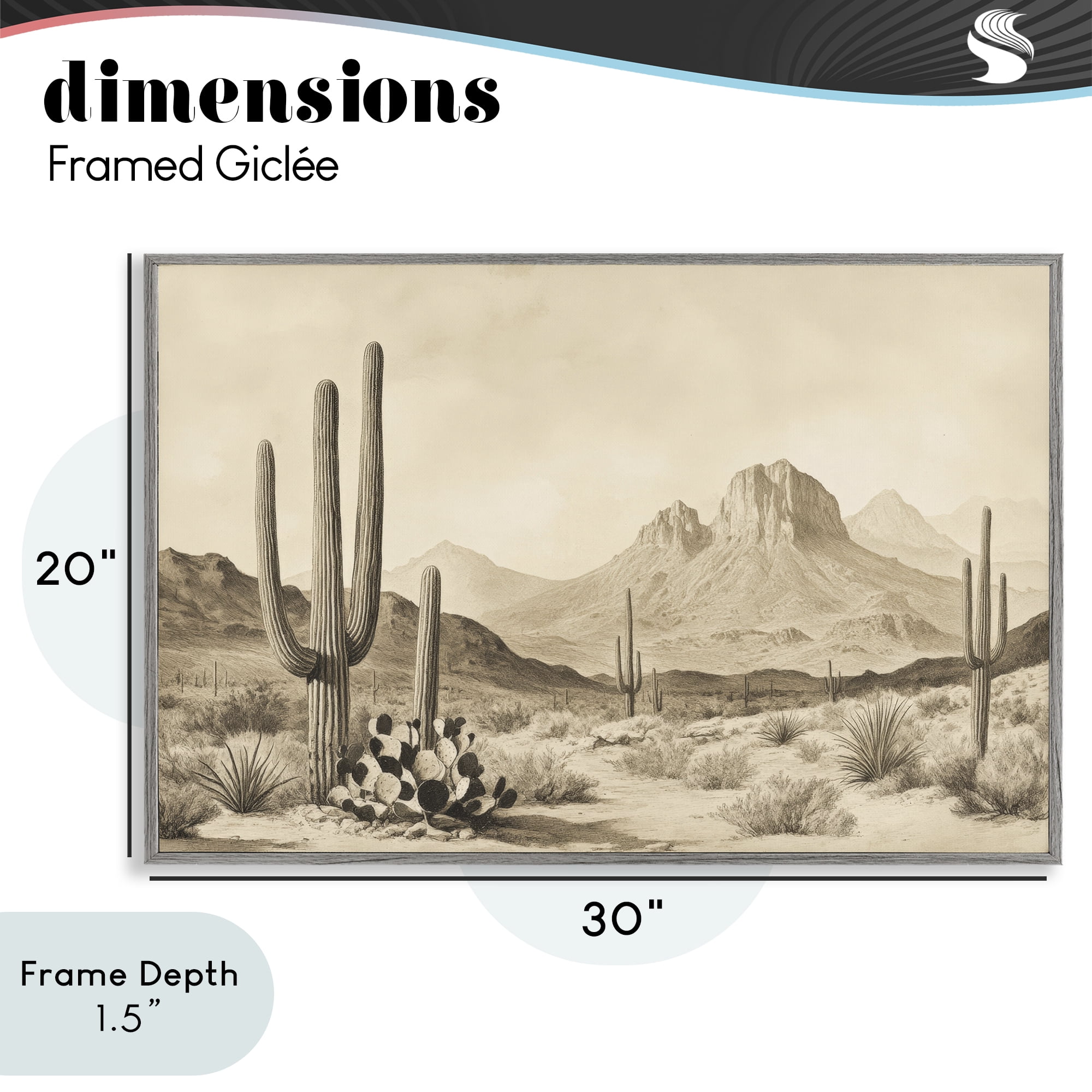 Stupell Industries Arizona Desert Vista Gray Framed Giclee Art, design by Petal Prints Design