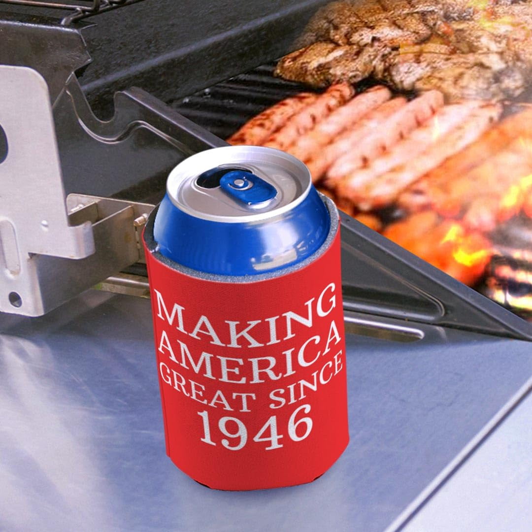 80th Birthday Party Adult Favor Making America Great Since 1946 6-Pack Can Coolies Drink Thermocoolers