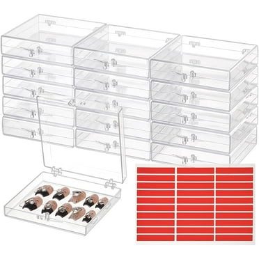 20pcs Press On Nail Boxes Transparent Artificial Nail Display Storage Boxes with 60pcs Adhesive Double Sided Tape for Nail Packaging Art Salon Manicure Craft DIY