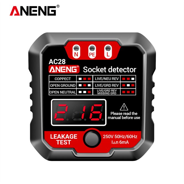 Probador Voltaje Del Detector Enchufe AC28 Herramienta Prueba 50 Hz/60 Hz (enchufe Estadounidense Negro)