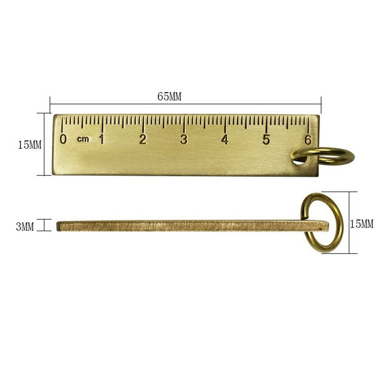 Portable 6cm Small Copper Ruler 3mm Thickened Brass Metal Ruler Keychain  Ruler LYD