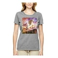 thumbnail image 2 of Unicorn Fanstasy Rainbow Castle Female Graphic T-Shirt, Heather Grey, Small, 2 of 3