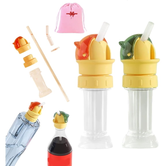 Water Bottle Straw Lid 2-in-1 Spout Conversion Cap Portable Drinking